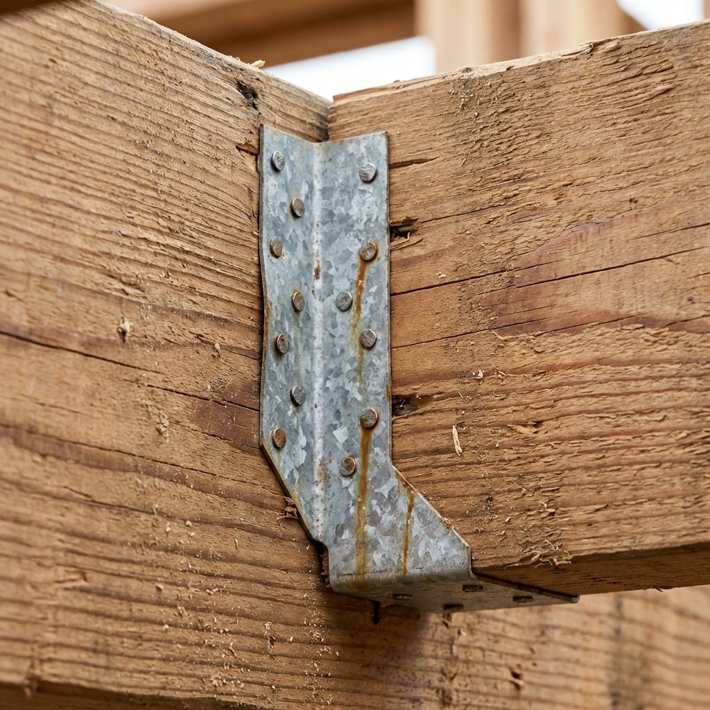Sabot de charpente fixé sur une poutre