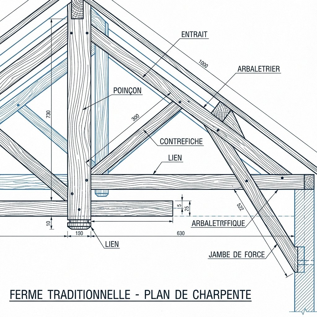 Schéma technique d'une ferme traditionnelle